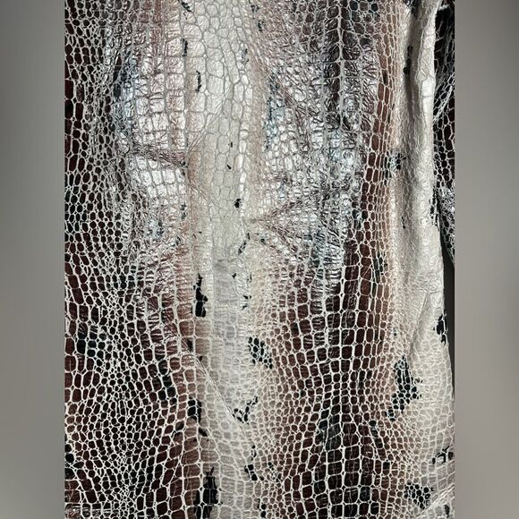 Gusto Barcelona Bohemian Vegan Leather Mini Dress Brown Gray Long Sleeve Size S - Picture 8 of 14